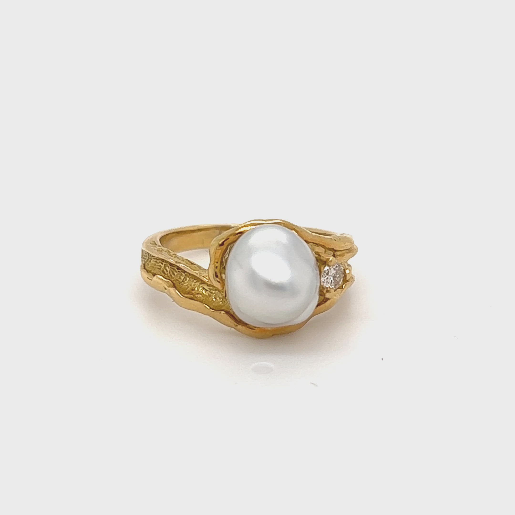 K18 ring pearl pendant-