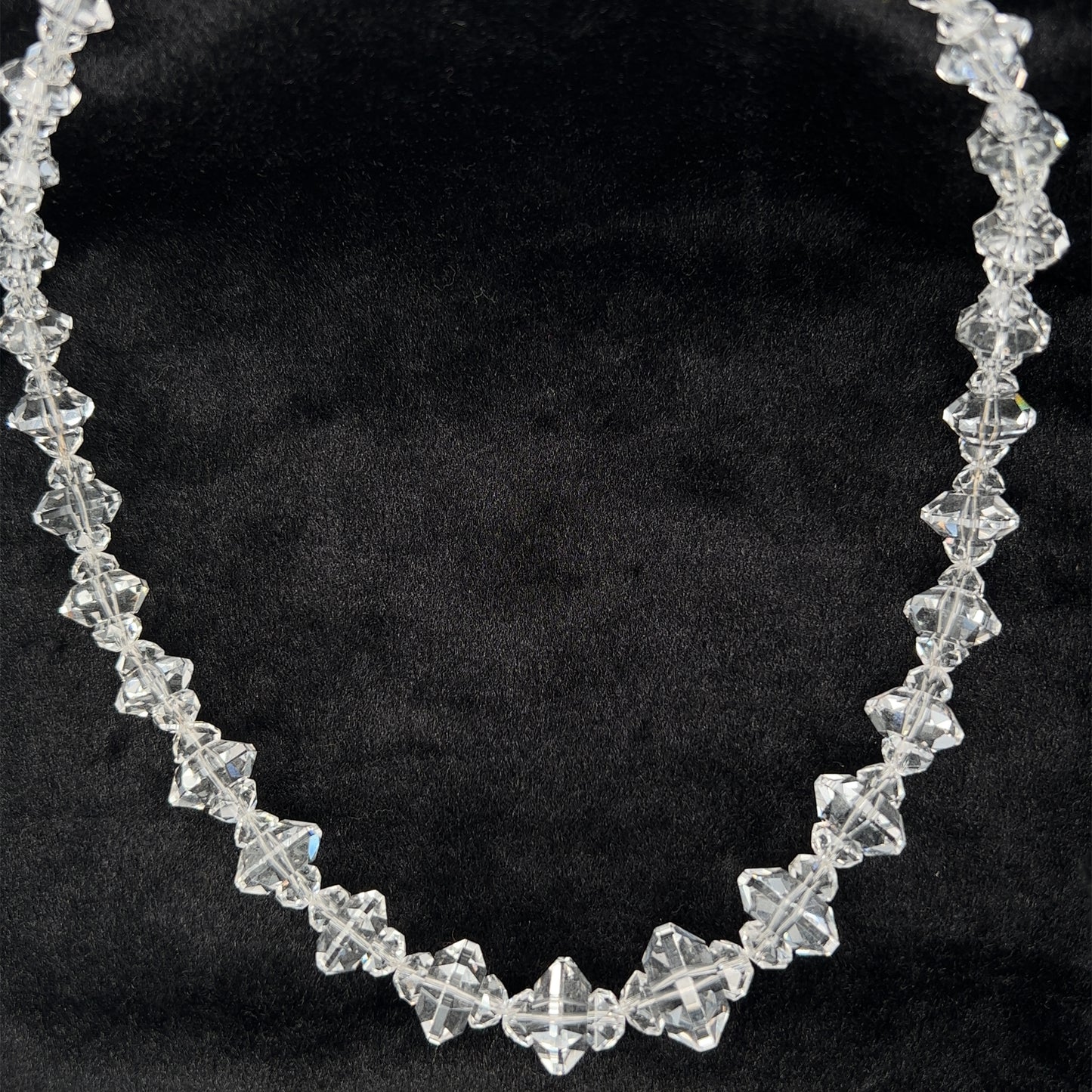Faceted rock quartz crystal necklace
