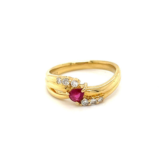 18K Drop Pink ruby ring