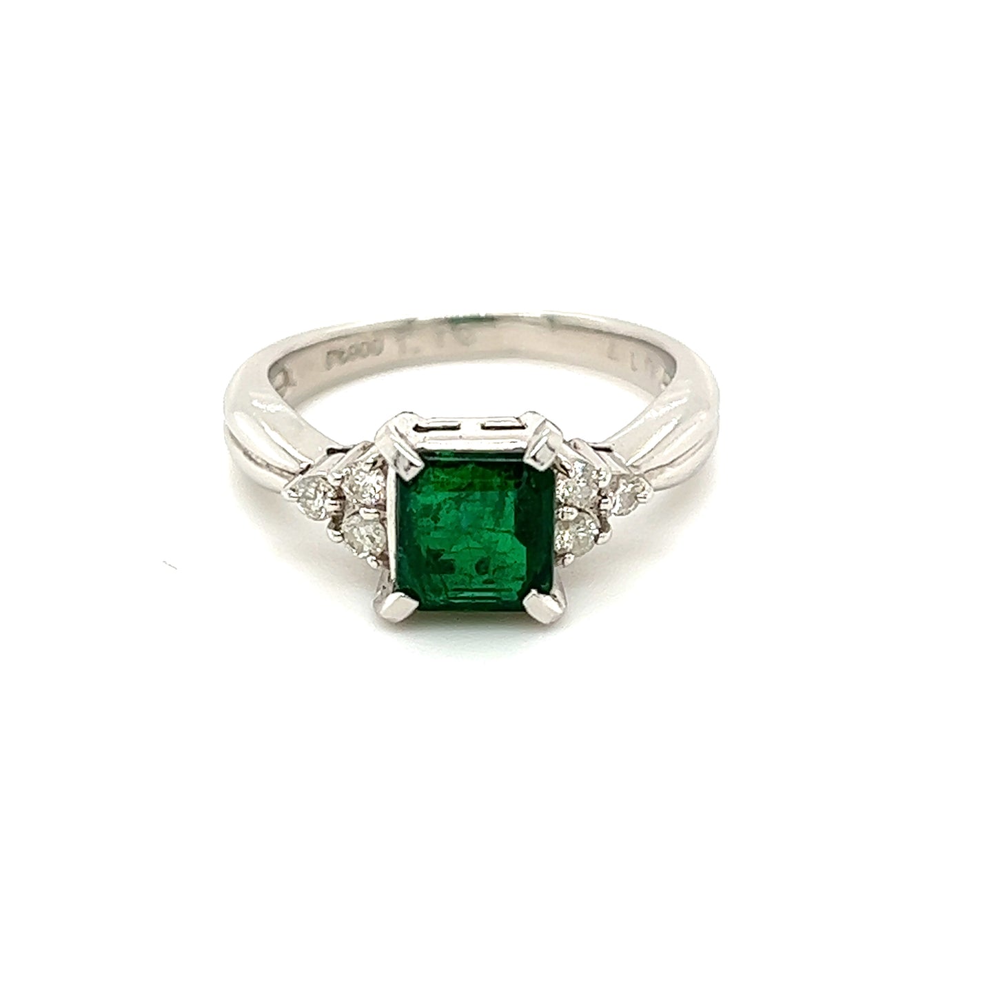 PT 900 Emerald Diamond Ring