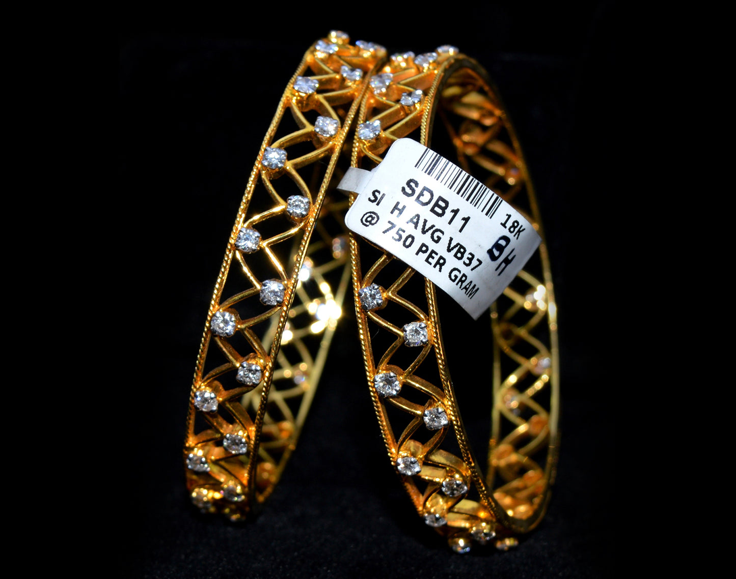 Timeless 18k Contemporary Diamond Gold Bangle