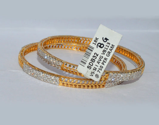 Ravishing 18k Diamond Studded Gold Bangles