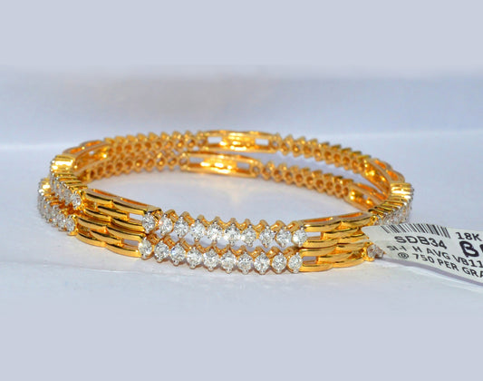 Ravishing 18k Yellow Gold & Diamond Bangles