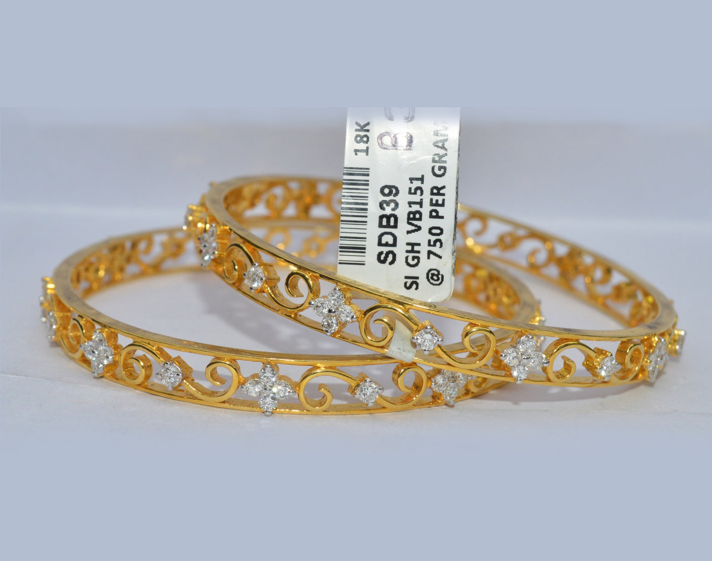 18k Royal Vintage Yellow Gold And Diamond Bangles