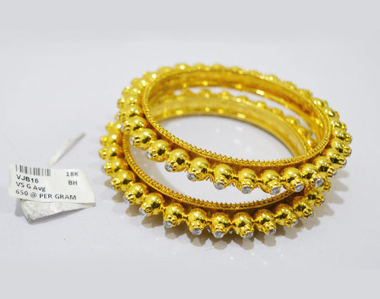 18k Vintage Diamond Gold Bangles