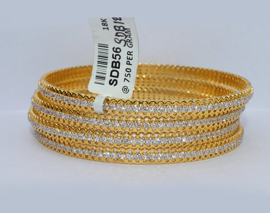 Serene & Simple 18k Gold Diamond Bangles