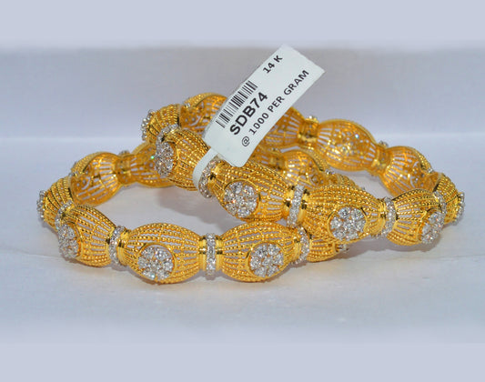18k Vintage Yellow Gold & Diamond Bangle