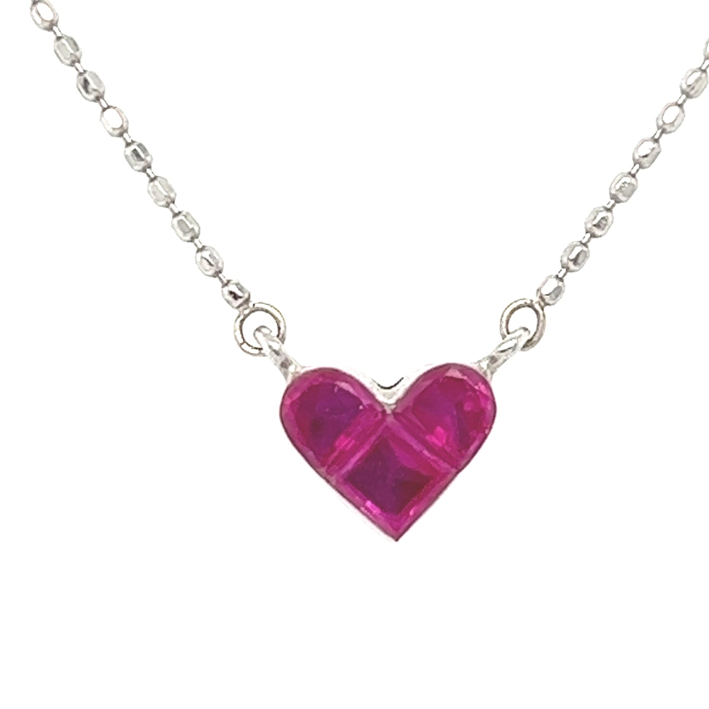 K14 Ruby in Heart Necklace