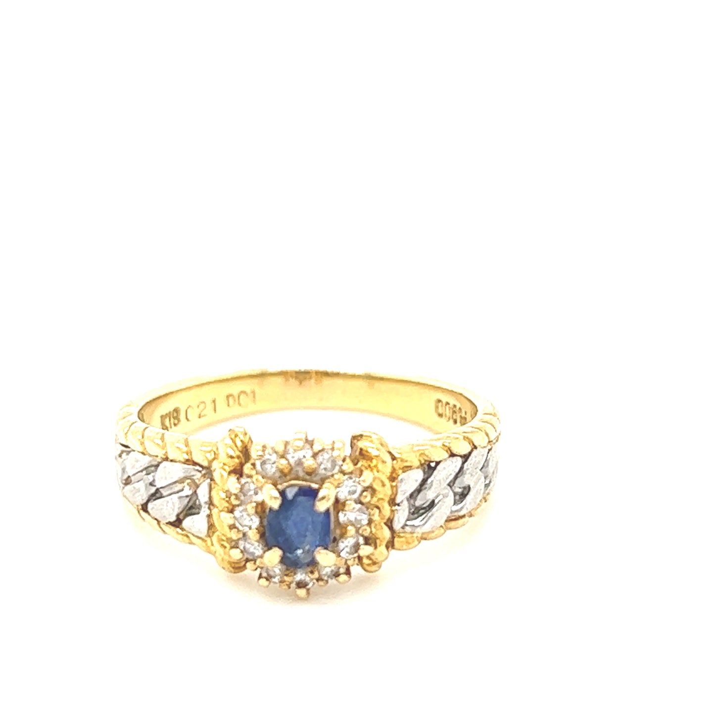 PT900/18K Sapphire ring with Diamond accents