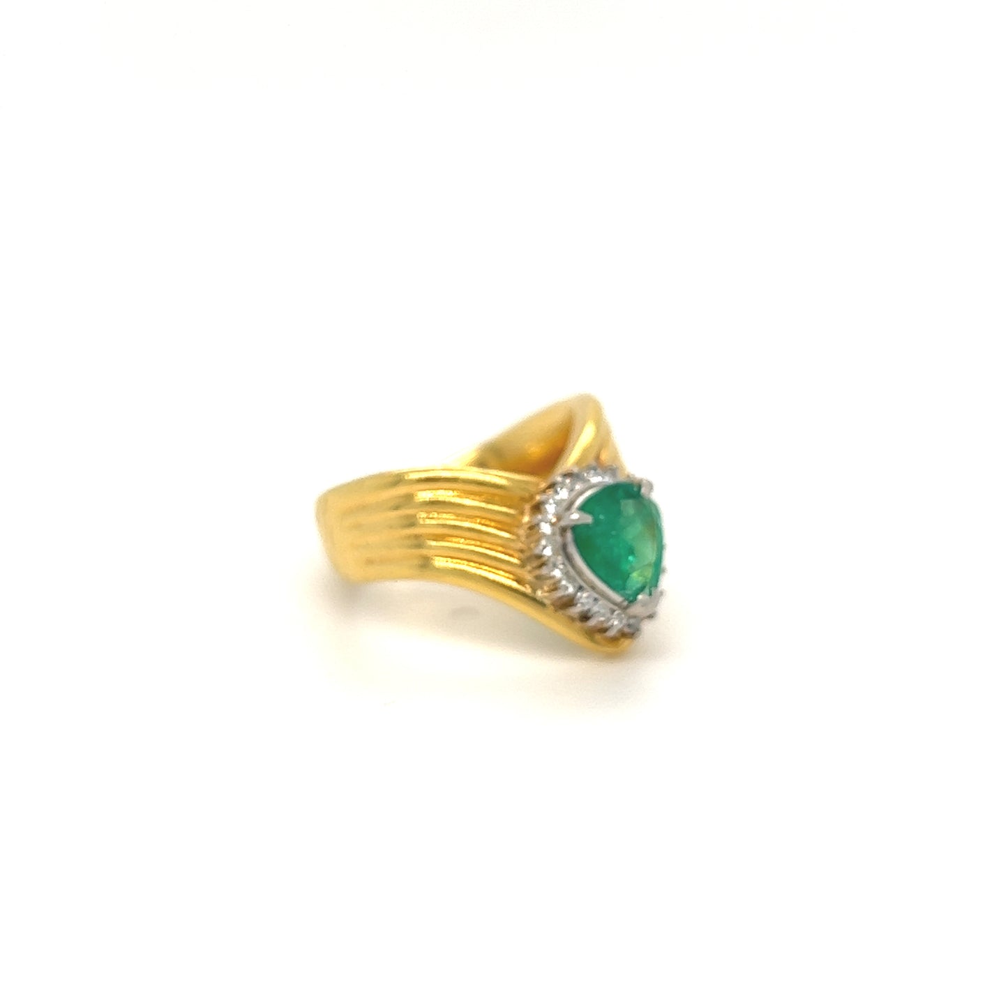 K18 Soulful Pear Drop Emerald Ring