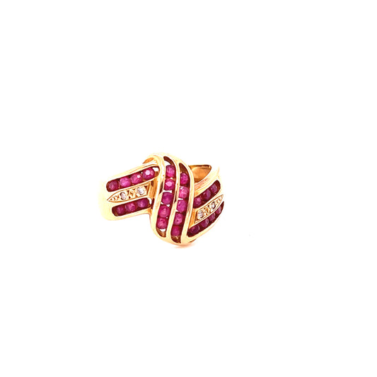 18K Ruby Diamond knot ring
