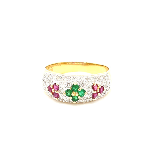 18K Emerald Ruby Sparkling ring