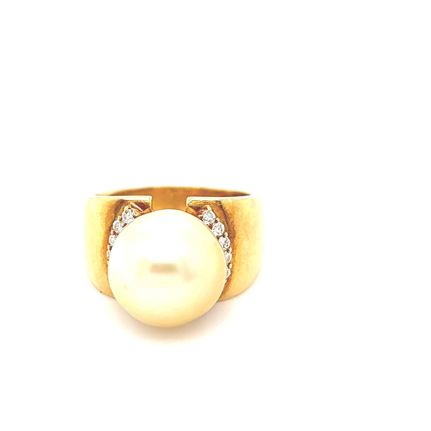 18K Diamond and Pearl Ring