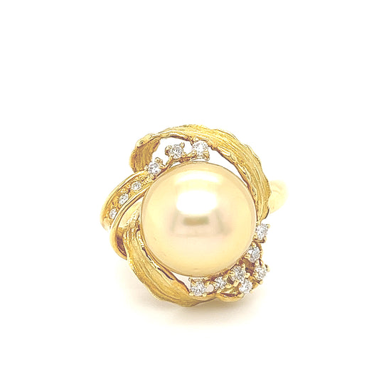 18K South Sea Pearl and Diamond Ring