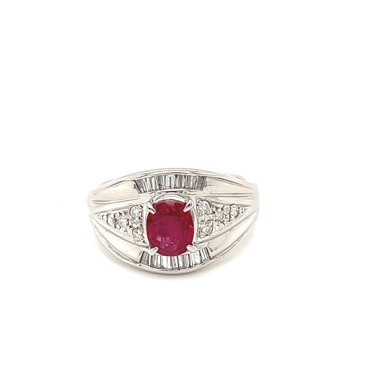 PT900 Platinum ruby and diamond ring