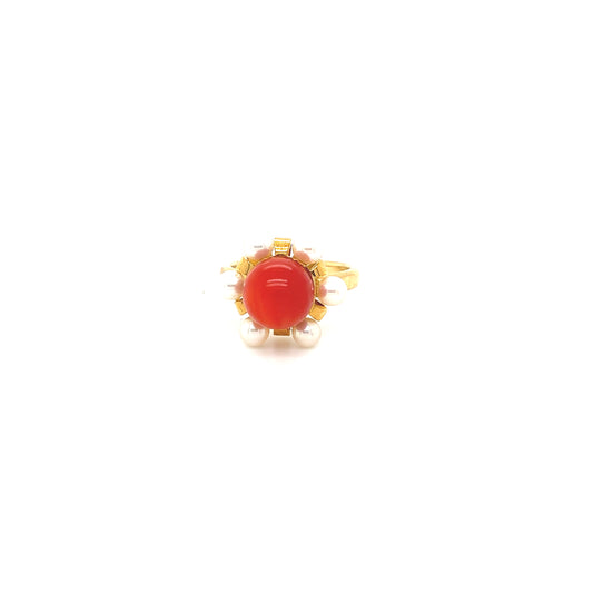 18K Pearl and Sango ring