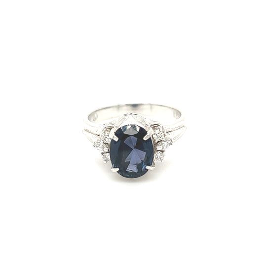 PT900 Blue spinel Platinum ring