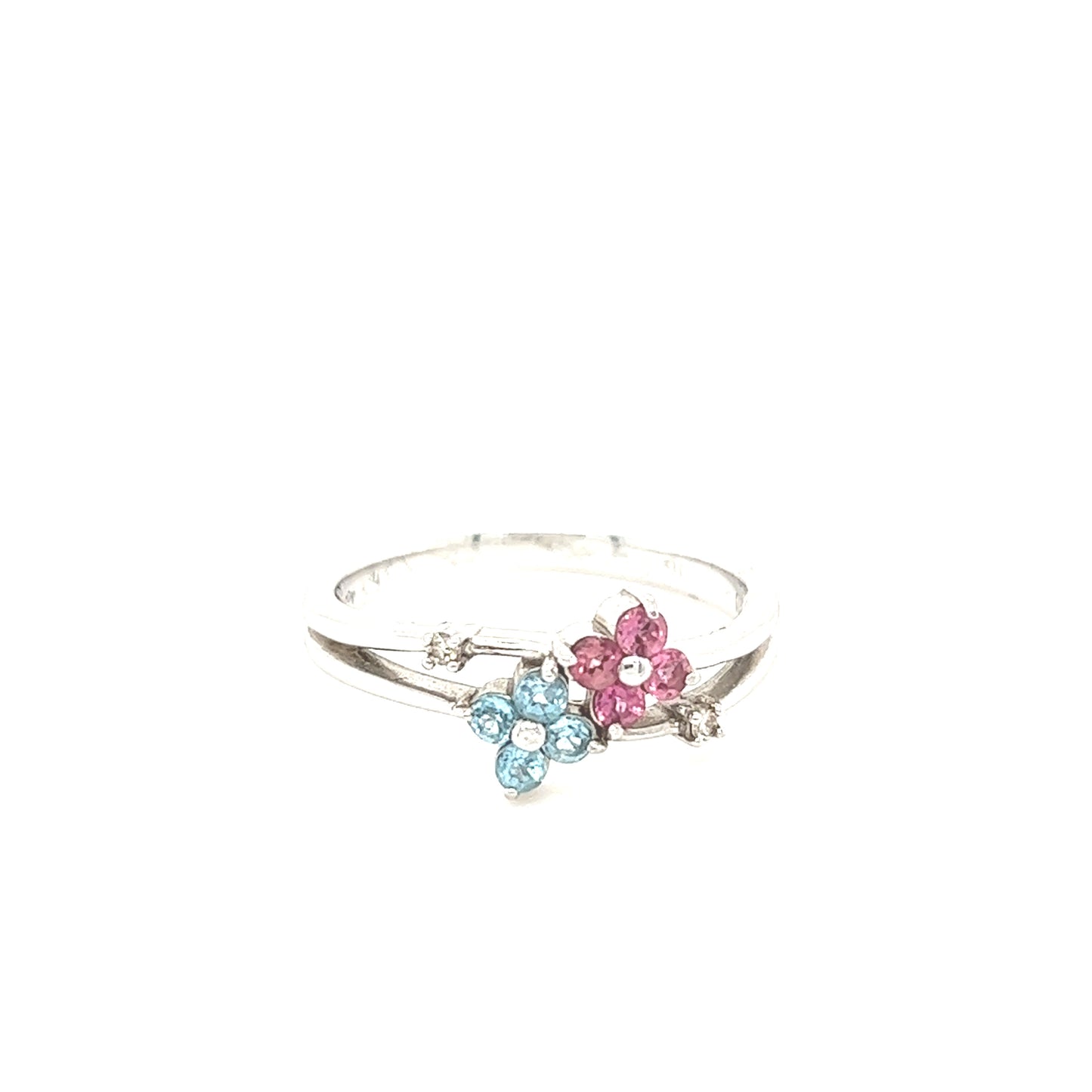 10K Vivid pink and blue diamond ring