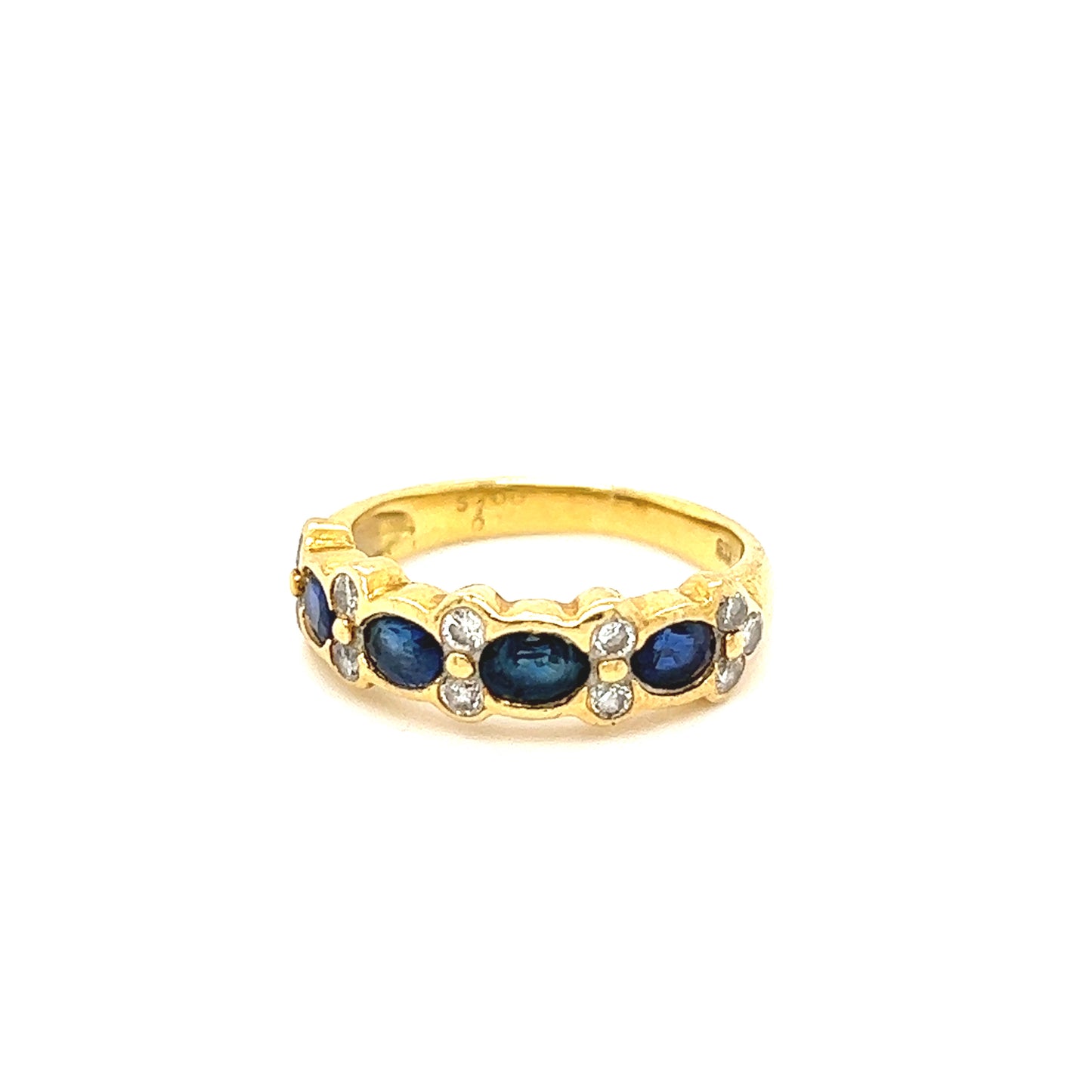 18K Yellow gold diamond sapphire ring