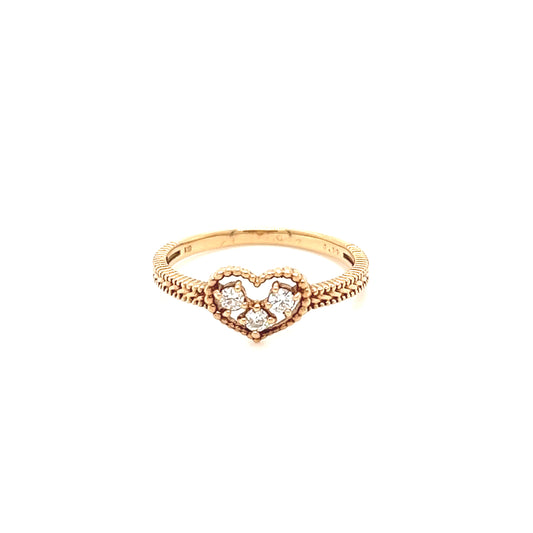 18K Rose Gold Heart Ring