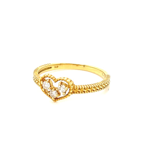 18K Heart Diamond Ring